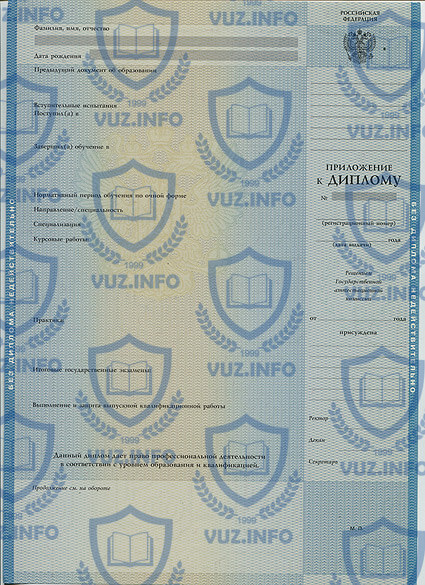 Приложение к диплому высшего образования 2009 2010 годов